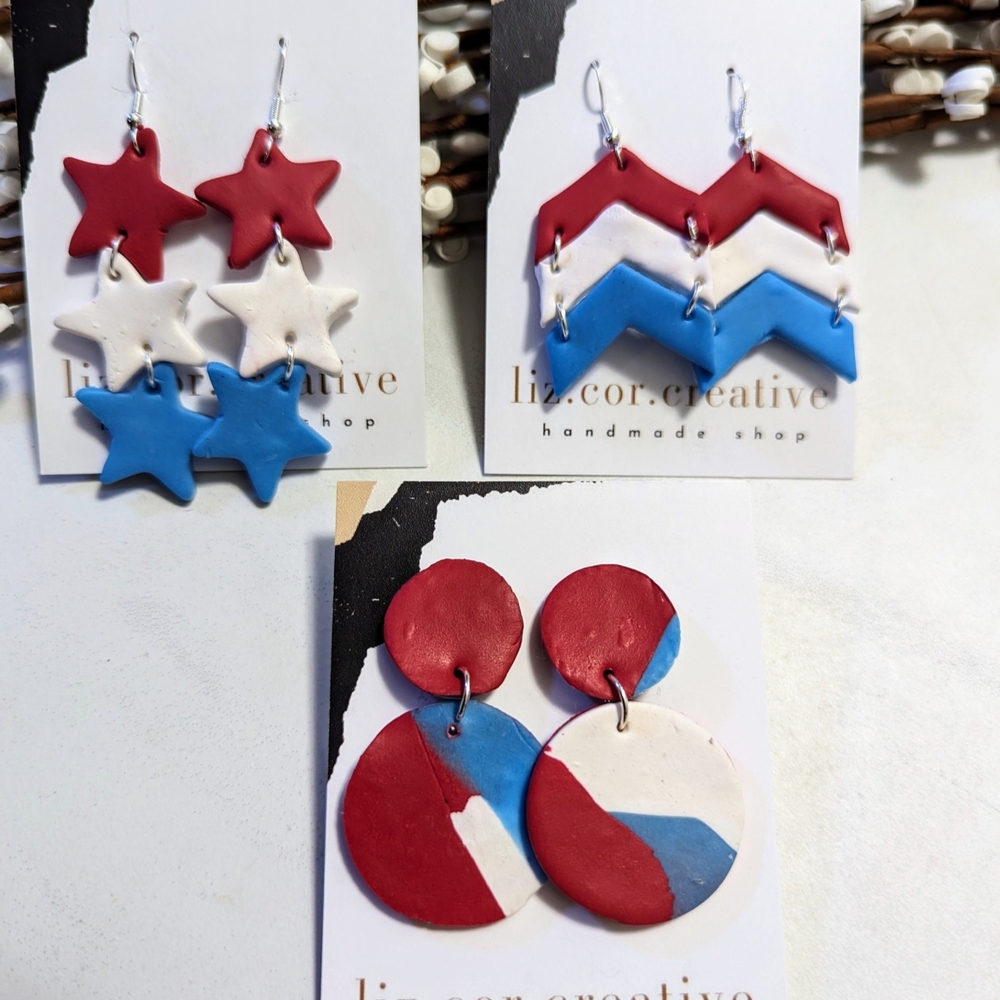 Red, White, and Blue Star Earrings